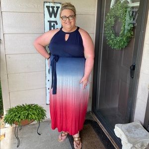 Lane Bryant Red, White & Blue Maxi Dress Size 22/24